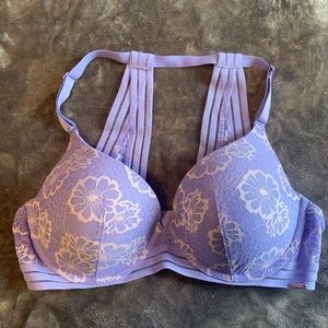 PINK by Victoria’s Secret Lavender Floral Lace Halter Bra